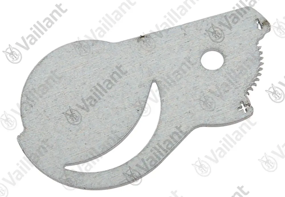 Metallische Luftblende von Vaillant mit runder und zahnförmiger Aussparung, geeignet für verschiedene Heizgeräte.